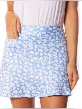 NEW GOLFTINI DEJA VUE PULL ON RUFFLE SKORT IN BLUE / WHITE FLORAL SZ SMALL $125